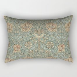 William Morris Vintage Honeysuckle & Tulip Green Privet Honeycomb Floral Rectangular Pillow