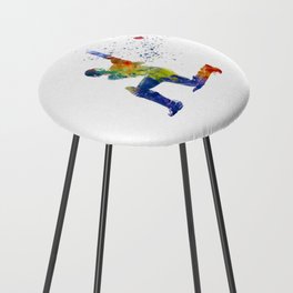 Watercolor cricket player Counter Stool