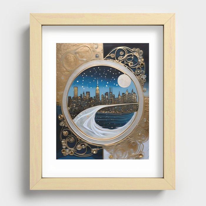 Christmas in New York City - NYC Holiday Winter City Art Recessed Framed Print