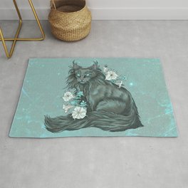 Maine Coon Cat and Moonflowers Rug
