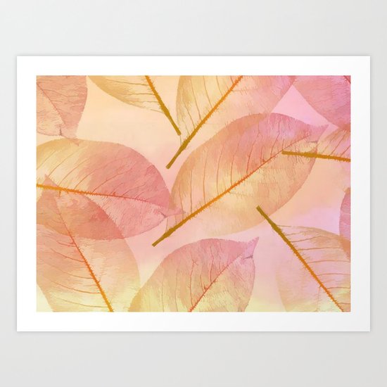 Pastel Fall Leaf Abstract Art Print