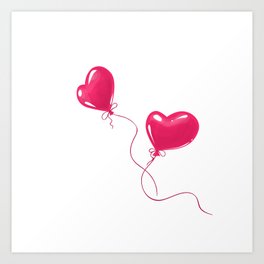 Heart shaped red balloons Art Print