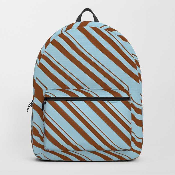 Brown and Light Blue Colored Stripes/Lines Pattern Backpack