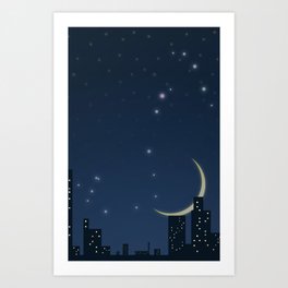 Night (Scorpio) Art Print | Digital, Vector, Landscape, Illustration 