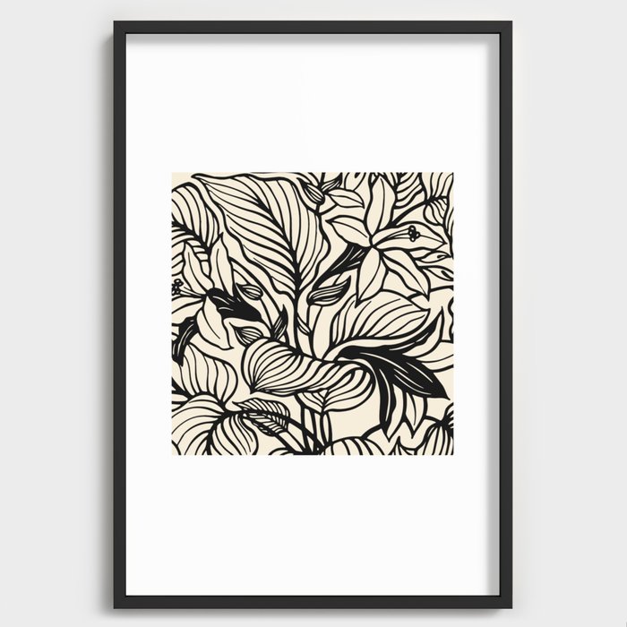 Geometric Floral Abstract Pattern in Black and White Cream Line Drawing  Wrapping Paper by Beautiful Homes USA