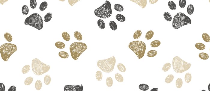 Doodle grey and gold paw print seamless fabric design repeated pattern  background Wrapping Paper by gulsengunel