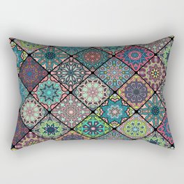 Vintage patchwork with floral mandala elements Rectangular Pillow