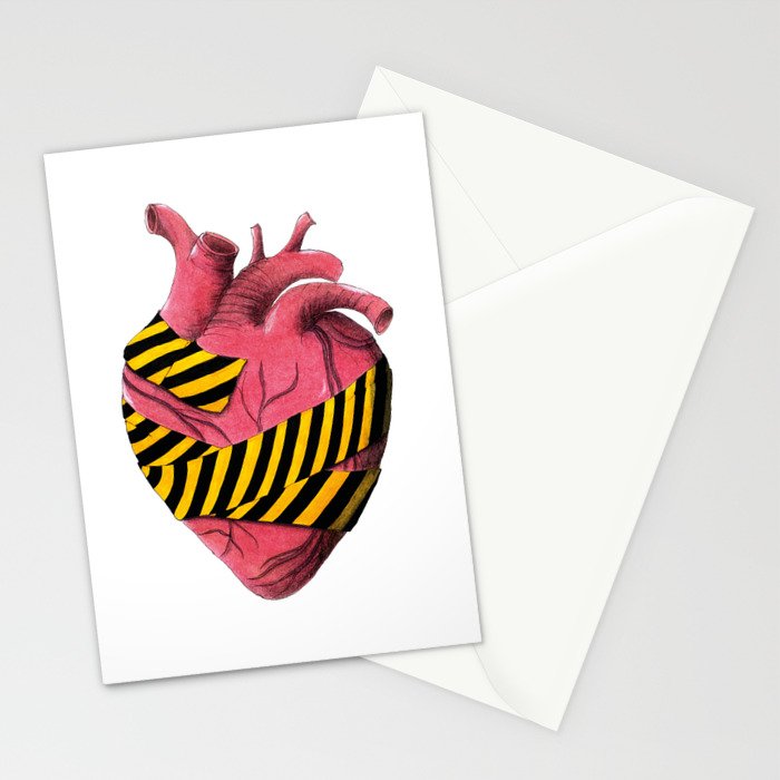Caution Tape Around My Heart Stationery Cards By Misscoco Society6