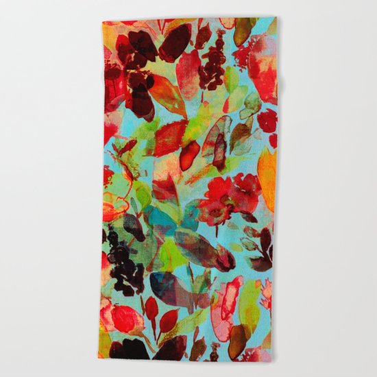 abstract flowers Beach Towel