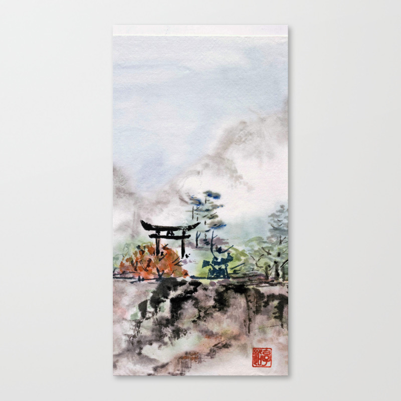Torii Gate To Misty Mountain Canvas Print By Maplerose Society6