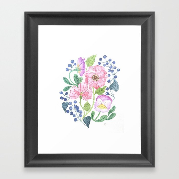 anemone and pansy Framed Art Print