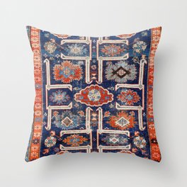 Antique Persian Rug Vintage Medallion Shirvan Kazakh Carpet Throw Pillow