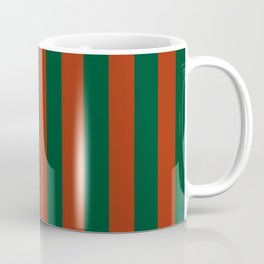 deep forest green and dark orange swimming pool beach stripes Coffee Mug