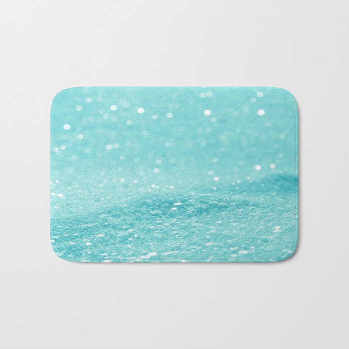 Glitter Turquoise Bath Mat By Alicegosling Society6