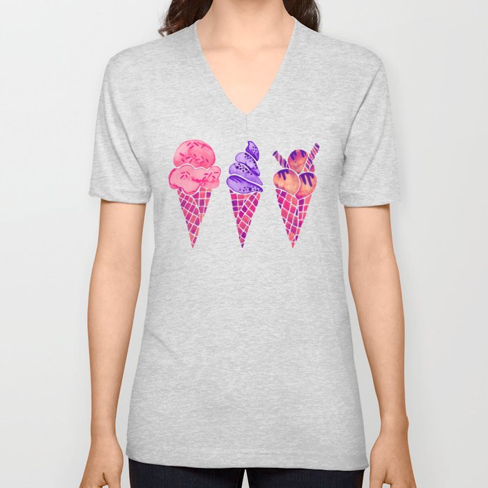 Ice Cream Cones – Fuchsia Palette V Neck T Shirt