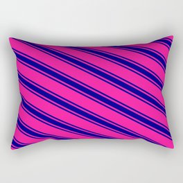 [ Thumbnail: Deep Pink and Blue Colored Striped/Lined Pattern Rectangular Pillow ]