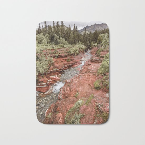 Landcape Red Rock Canyon Photography | Waterton Alberta Canada Bath Mat