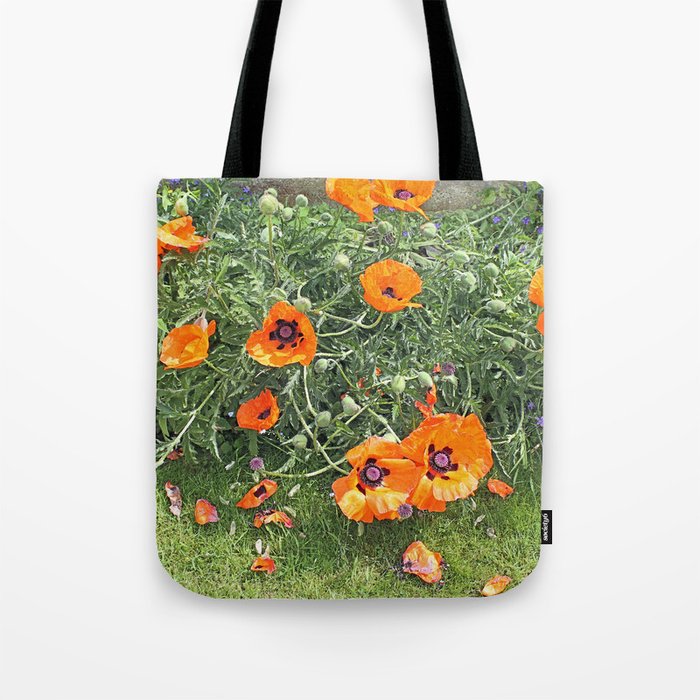 South winds jostle them; poppies in the garden Tote Bag