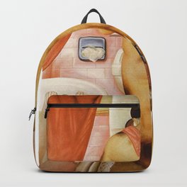 Uomo al Bagno Backpack | Fernando, 3D, Surrealism, Ink, Aerosol, Minimalism, Impressionism, Digital, Botero, Painting 