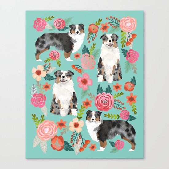 Australian Shepherd owners dog breed cute herding dogs aussie dogs animal pet portrait dog art Canvas Print