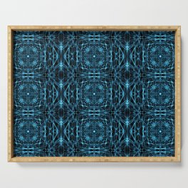 Liquid Light Series 24 ~ Blue Abstract Fractal Pattern Serving Tray