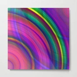 Interweaving curved semicircles with a crisp eggplant accent and all the colors of the rainbow. Metal Print | Oval, Circle, Joy, Symmetry, Colored, Semicircle, Intersection, Spiral, Geometry, Half 