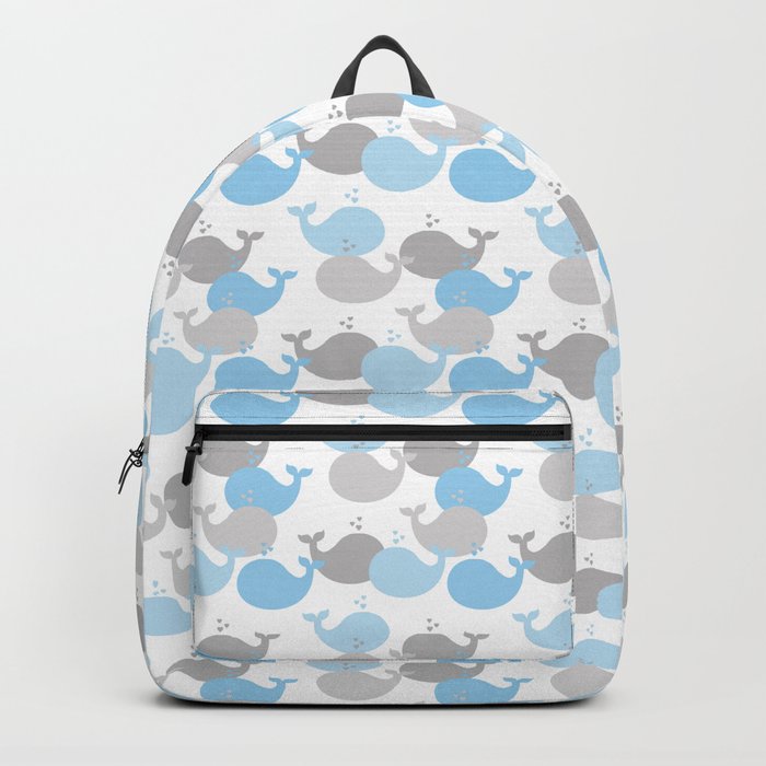 Whale Nautical Blue Gray Backpack