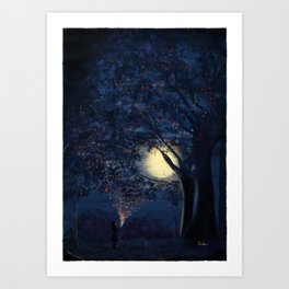 Moonlit Enchanted Woods by Annalisa Amato Art Print