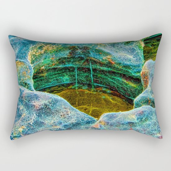 Abstract rocks with barnacles and rock pool Rectangular Pillow