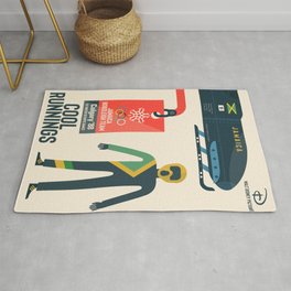Cool runnings, Jamaica bobsled team movie, olympic games poster, Calgary 1988, Winter Olympics, John Candy Rug