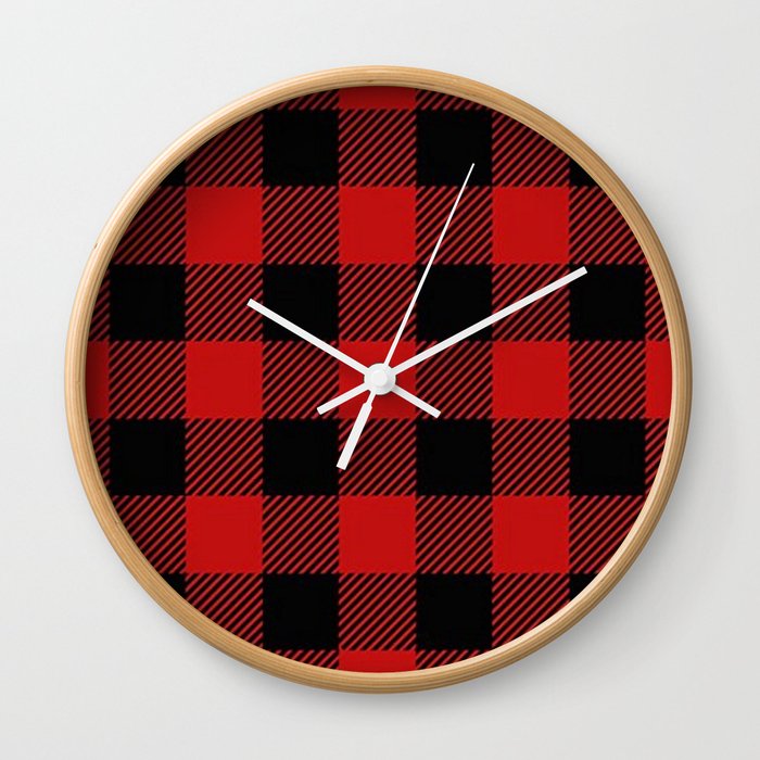Western Country Woodland Christmas Cottage Primitive Lumberjack Buffalo Plaid Wall Clock By Chicelegantboutique Society6
