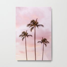 Palm Tree Photography | Landscape | Sunset Unicorn Clouds | Blush Millennial Pink | Beach Metal Print | Tropical, Palmtree, Unicorn, Landscape, Miami, Adventure, Sky, Tropics, Exotic, Palm 