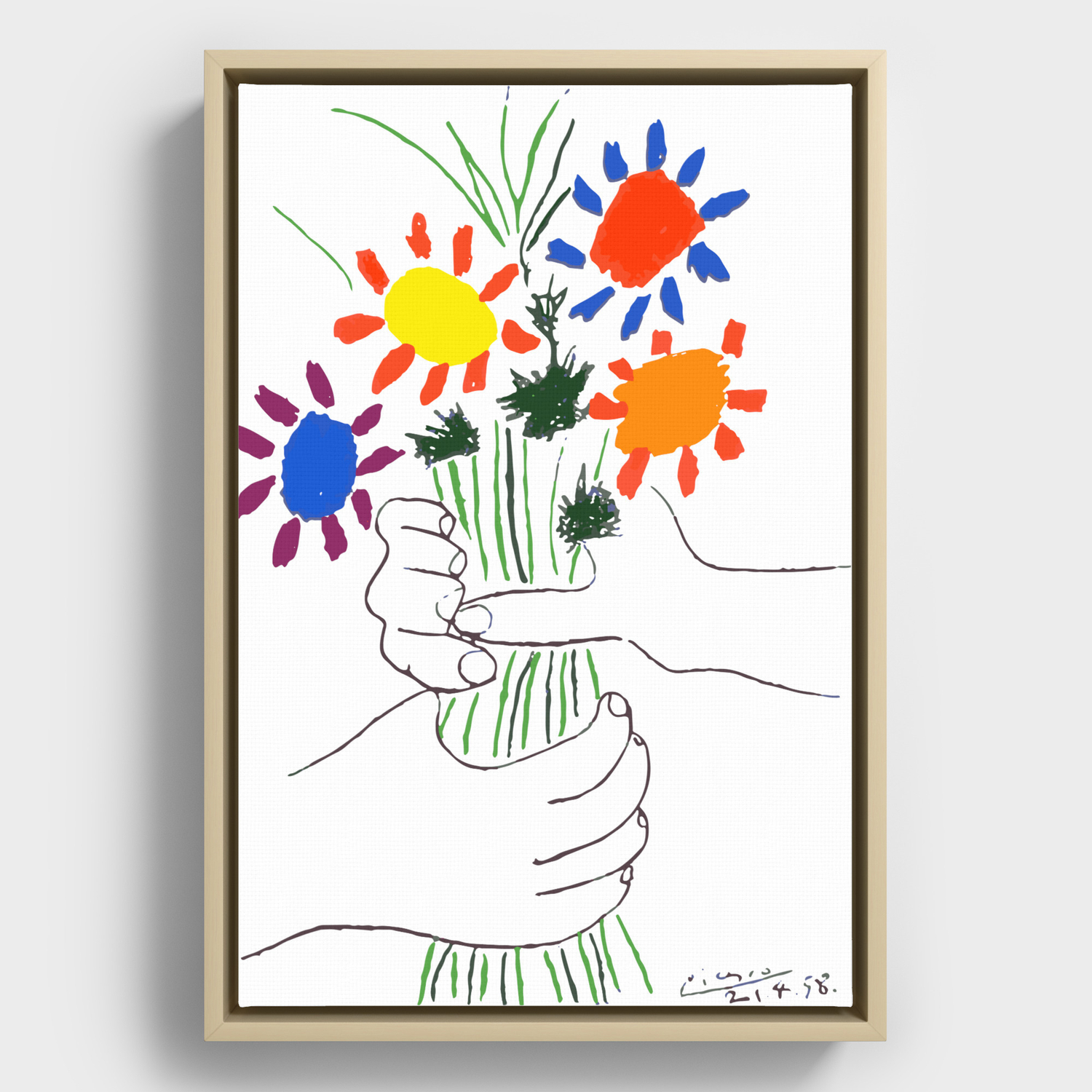 Pablo Picasso Bouquet Of Peace 1958 (Flowers Bouquet With Hands), T Shirt,  Artwork Framed Canvas