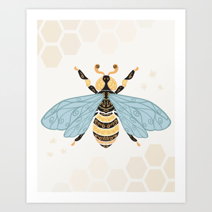 Cute Honey Bee Pattern - Save The Bees Art Print