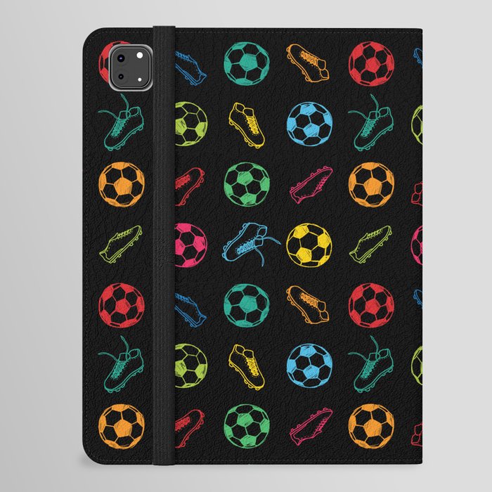 Soccer balls and boots doodle pattern. Digital Illustration Background iPad Folio Case