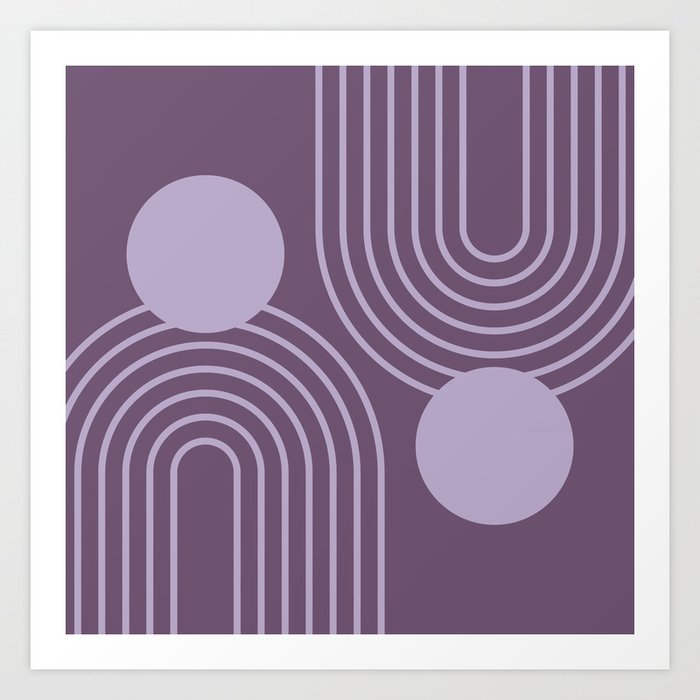 Mid Century Modern Geometric a4 in Purple Lavender Art Print