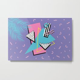 Memphis Pattern 57 - 80s - 90s Retro / 2nd year anniversary design Metal Print | Synthwave, Summer, Palm, Pattern, Graphicdesign, Wave, Retrowave, Dreamwave, Synth, 80S 