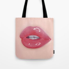 Red Glossy Lips Tote Bag