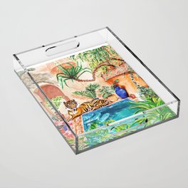 Tiger by the pool Acrylic Tray