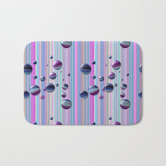 Сolored bubbles and stripes Bath Mat