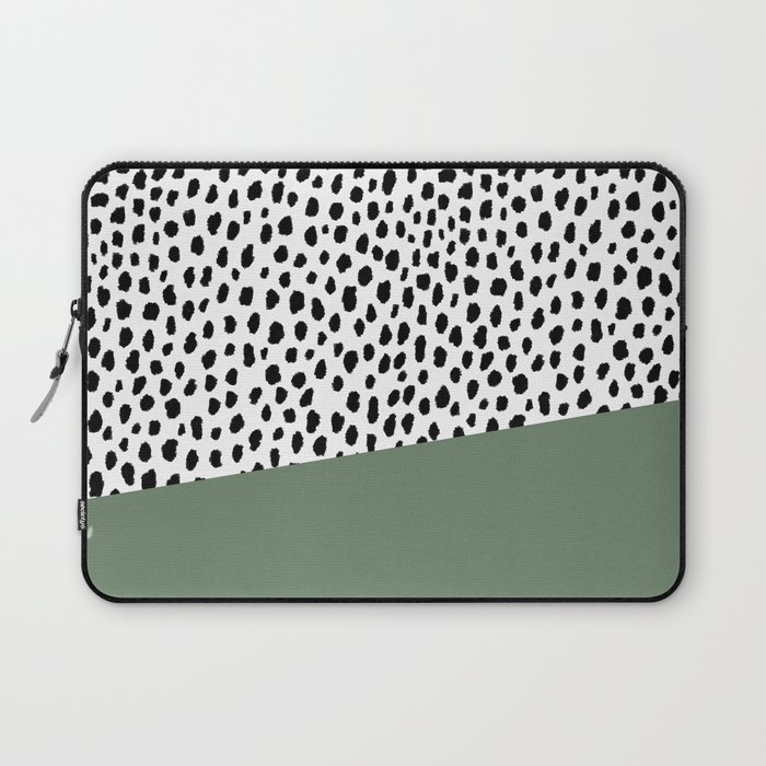 Dalmatian Spots with Sage Green Stripe Laptop Sleeve