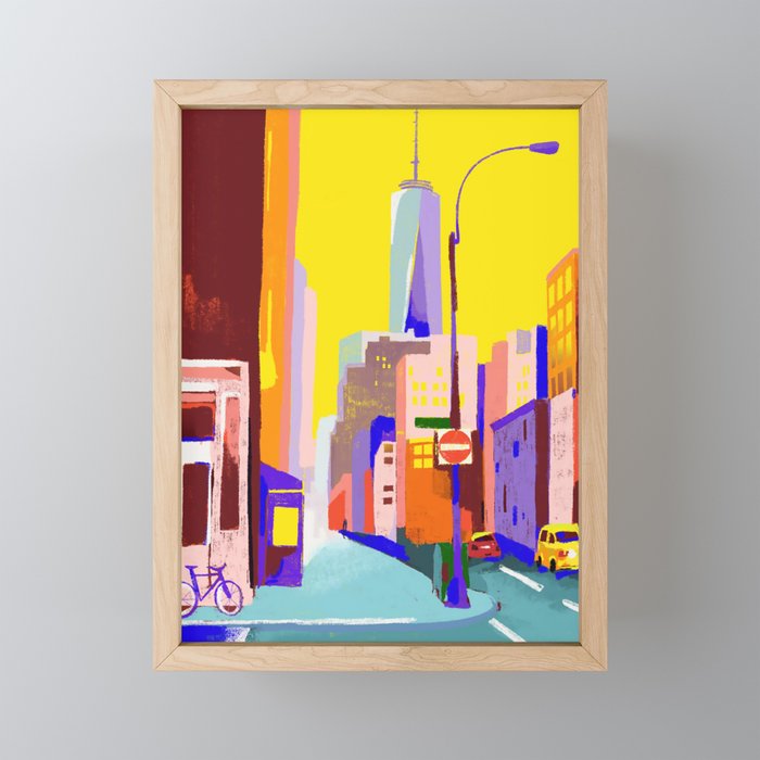 Sunny streets Framed Mini Art Print