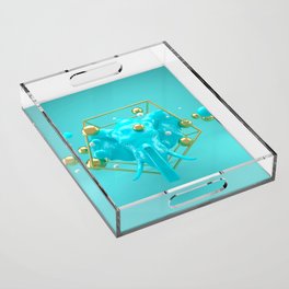 Elephant in turquoise - Animal Display 3D series Acrylic Tray