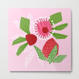 Flowers on pink Metal Print | Graphicdesign, Flowers, Johannavirtanen, Papercutstyle, Strongpink, Seamlesspattern, Pink, Curated, Digital 