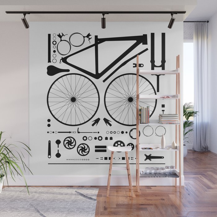 Bike Parts Exploded Wall Mural