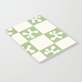 Thing Dance Mid Mod Minimalist Check Pattern in Light Sage Green and Cream Notebook