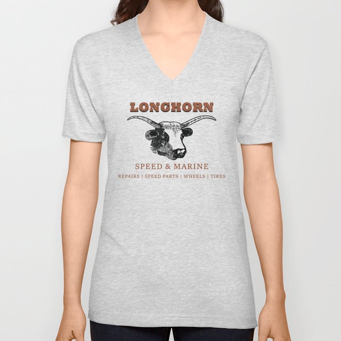 Longhorn Speed and Marine Tshirt V Neck T Shirt