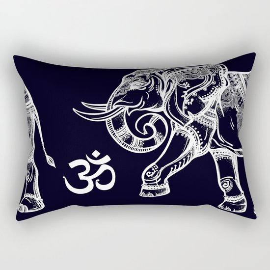 Elephants Pattern on Black Rectangular Pillow