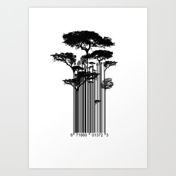 Barcode Trees illustration  Art Print