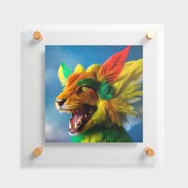 AI colorful tiger dog monster with feathers Floating Acrylic Print
